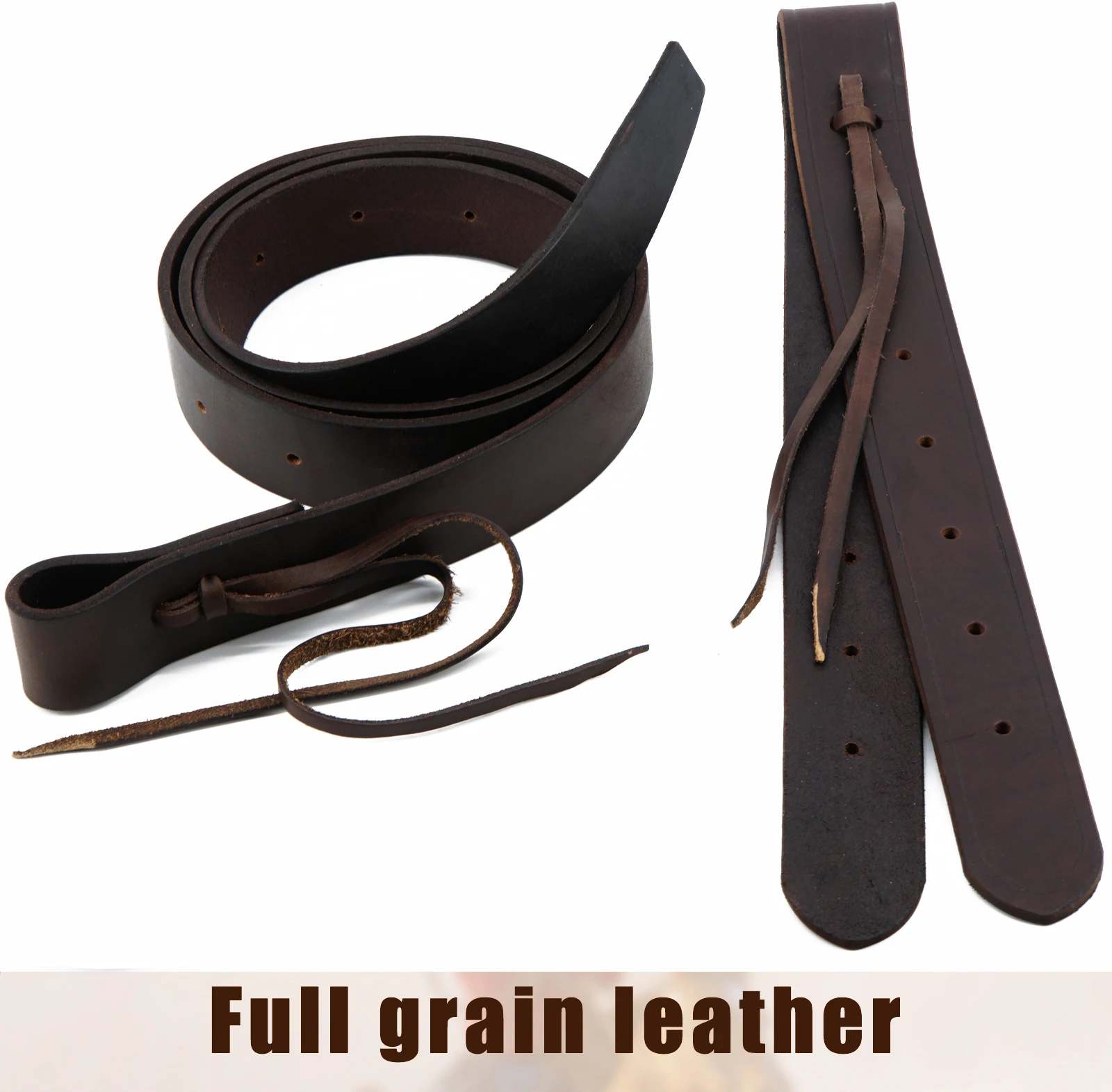 Heavy Oil Harness Leather Latigo, Off Billet and Cinch Straps Set for Western Horse Saddle