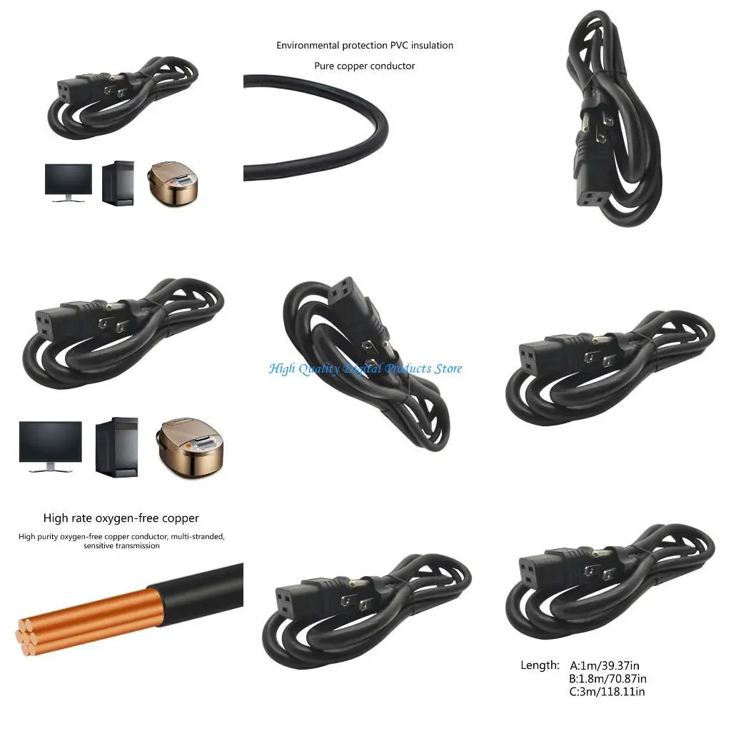 

U2JE IEC320 C19 to NEMA 5-15P Adapters Cable 3Pole Female to 3Pole Male Converters