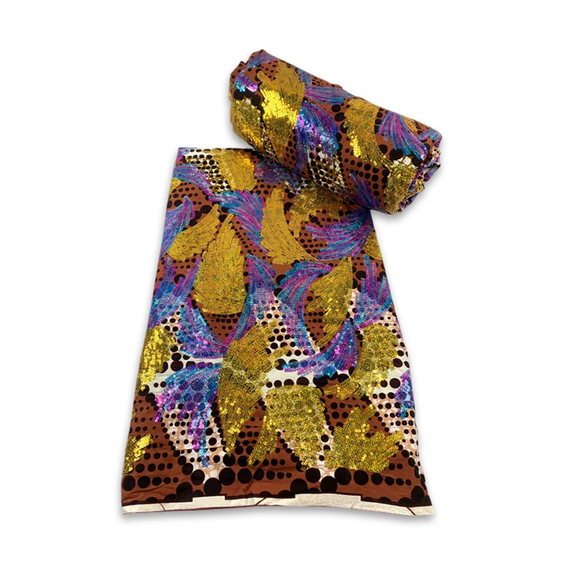 Tela con estampado de cera de Ankara, tela bordada con lentejuelas, vestido africano para fiesta de Navidad, Y6-4G, 2024