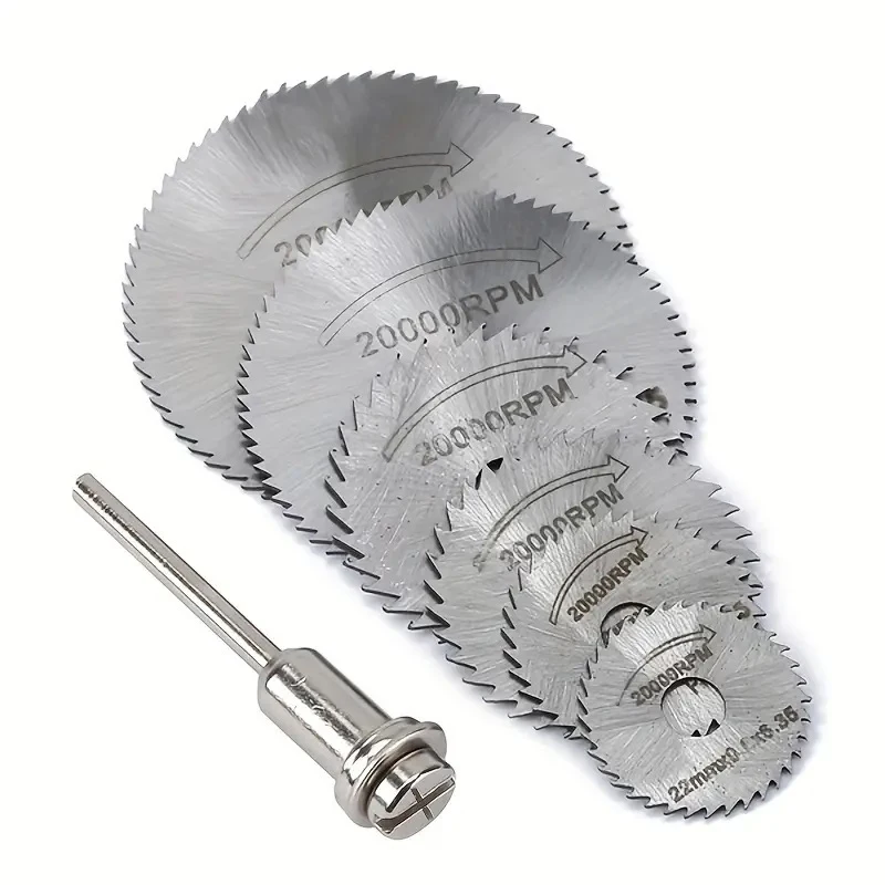 7pcs High Speed Steel HSS Saw Disc Wheel Cutting Blades Mini Circular Saw Blade Set With Extension Rod For Drills Rotary Tools