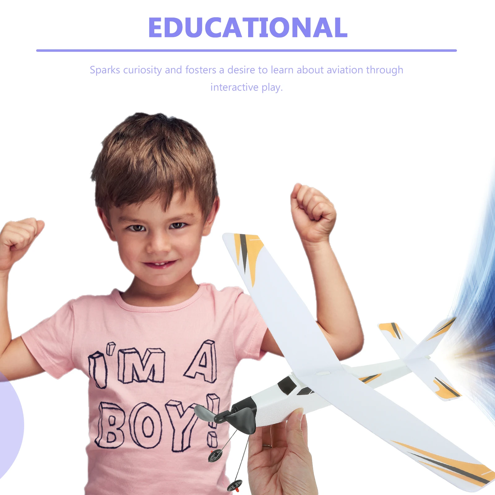 

1 set Rubber Band Powered Airplane Glider Flight Flying Kids Planes Toddlers Diy Assembly Lightweight Durable Safe Reusable