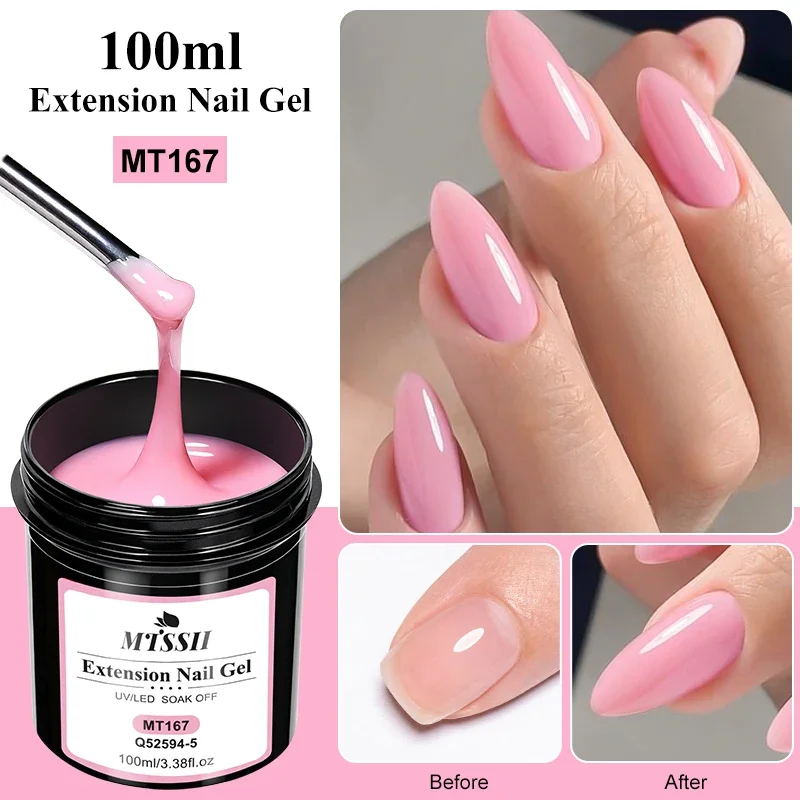 7 stücke 100 ml Große Kapazität Verlängerung Nagel Gel Set Rosa Semi-Permanent UV Gel Lack Maniküre DIY Design nagel Kunst Verlängern Werkzeug
