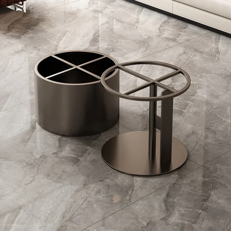 طاولة قهوة فاخرة خفيفة بحجم الساق، مجموعة مستديرة فاخرة من الحجر، دعامة طاولة القهوة الرخامية، بلاطة صخرية للأم والطفل #3