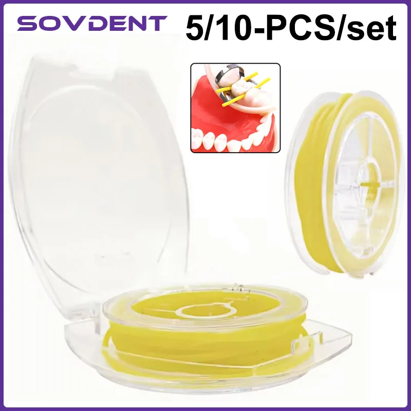 Dental Rubber Dam Stabilizing Cord Medium Size Dia 1.8mm Wedges Line Clamps Sheets Elastic 2.1 Meter Yellow Dentistry Material