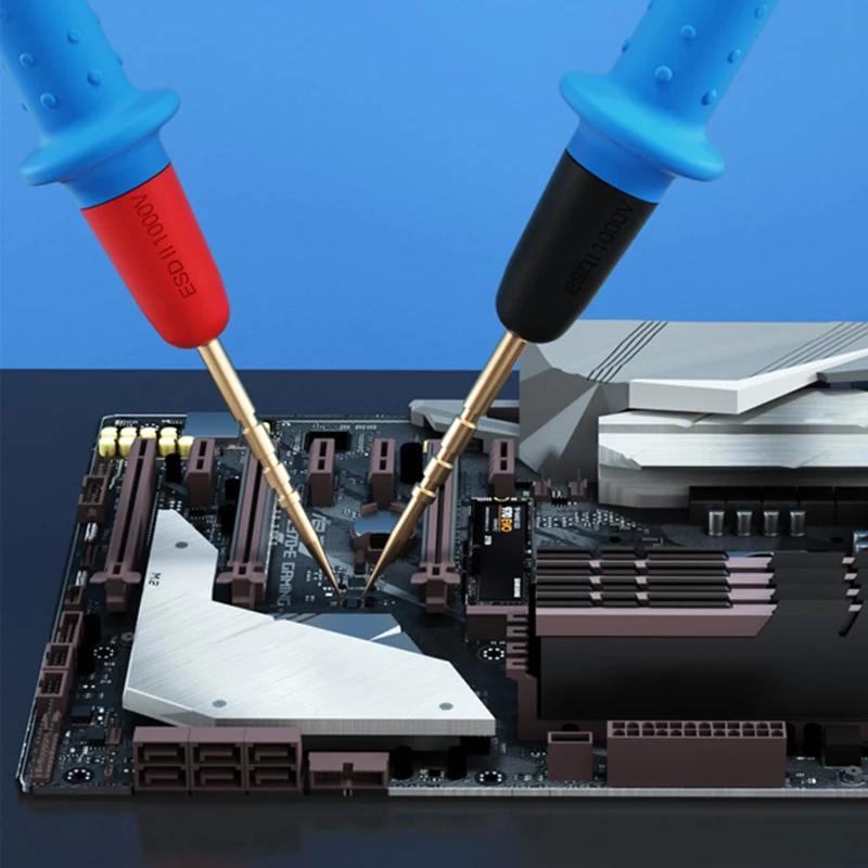 高品質のステンレス鋼マルチメータテストリード,4つのテストチップ,デジタルマルチメーターテストケーブル用のスポンジ