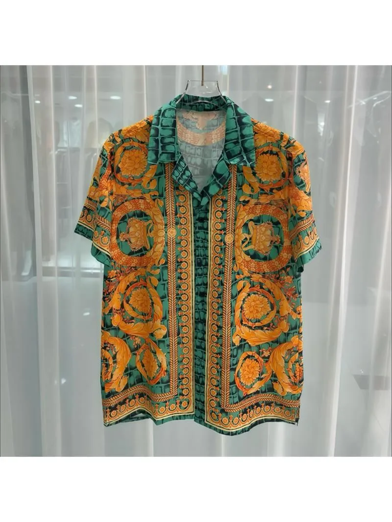 Luxe Man Shirt Korte Mouw Button Down Koninklijke Heren Tops Shirt Zachte Zijden Top Heren Shirt 2025, Hot Koop Koninklijke Shirt Kleding - afbeelding 2