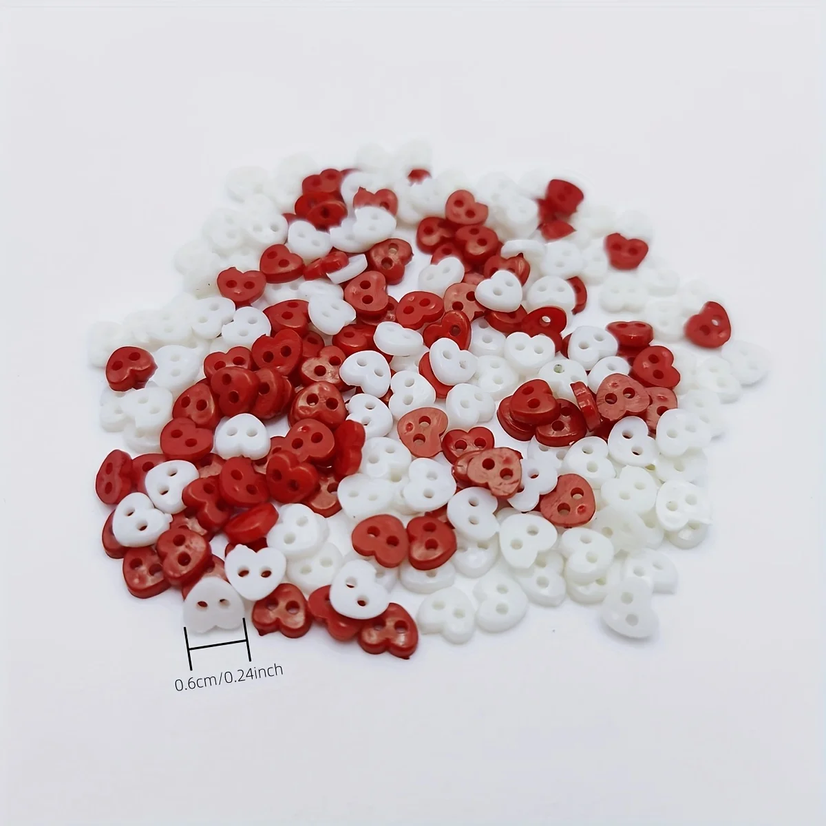 250pcs Red Color Plastic 6mm Heart Buttons For Dolls Soft Toys Clothes Sewing Dollmaking Accessories Wedding Card Decroations