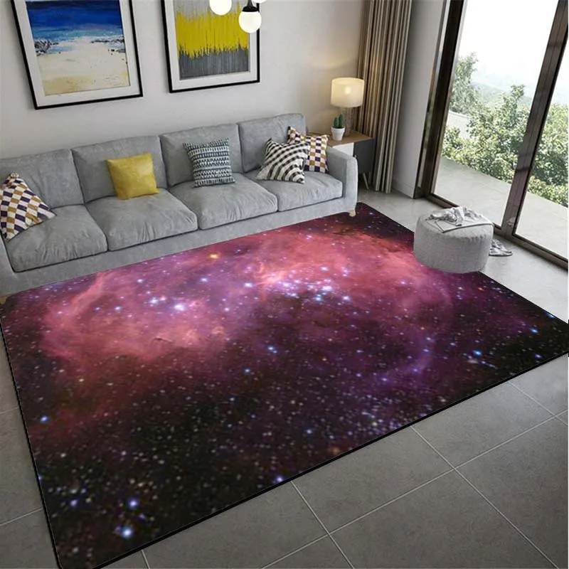 Grand tapis coloré imprimé en 3D Galaxy, étoile colorée, ciel, salon, polymères de sol, Doorvirus, cove, design