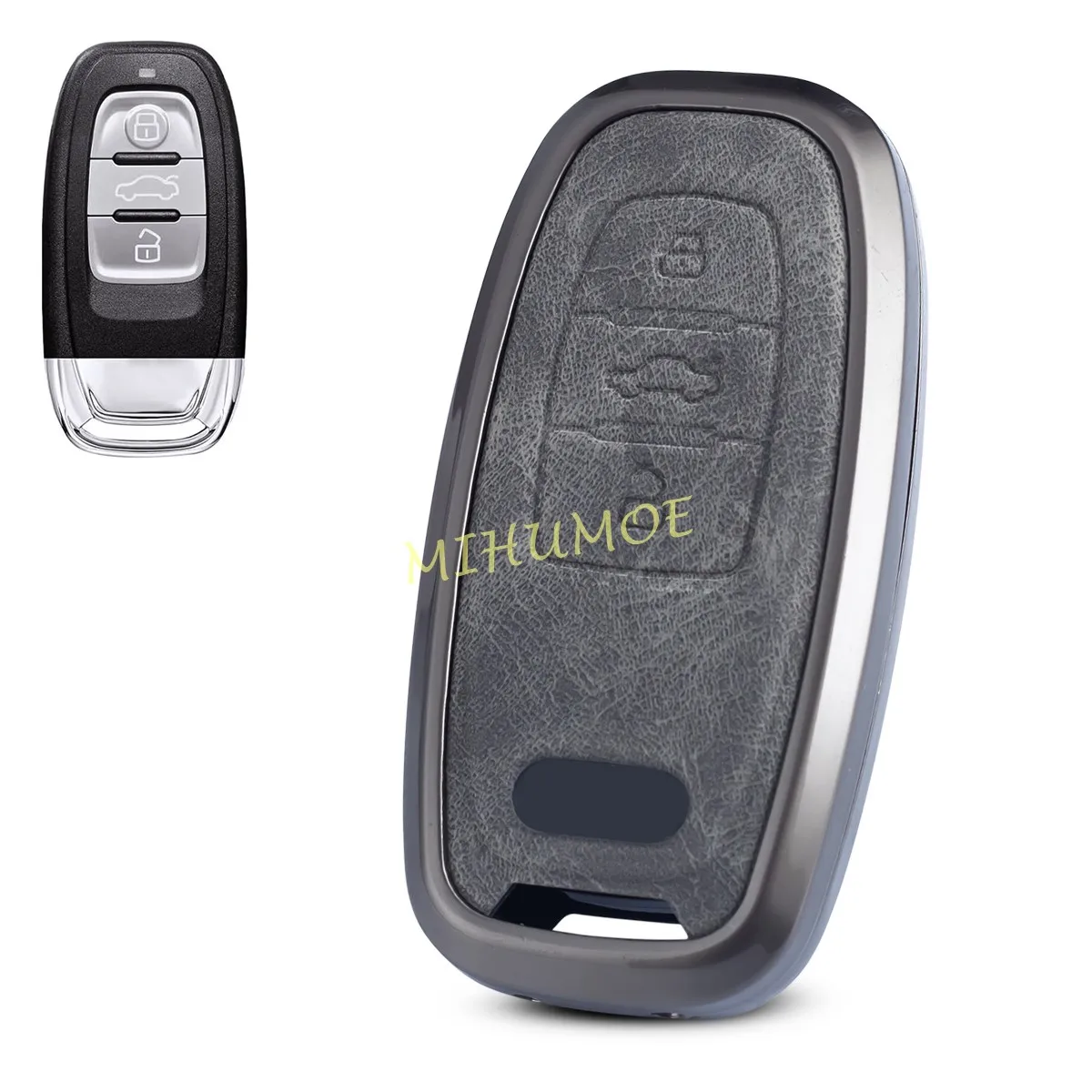 Zinc Alloy Gray Car Remote Key Fob Case Cover Shell Protector For Audi A4 B8 A5 A6 C7 A7 A8 SQ5 Q5 S4 S5 S6 S7 S8 Accessories