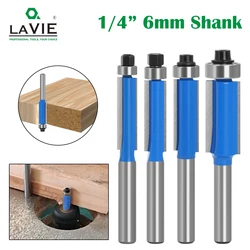 LAVIE 1pc 6mm 1/4 Shank High-quality Milling Cutter Flush Trim With Bearing Router Bit Set For Woodworking  H06016 H07016