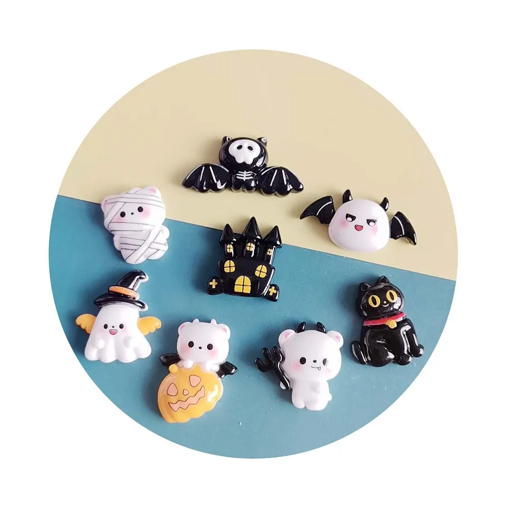 هالوين تحت عنوان الراتنج كبوشن مسطح اليقطين شبح القط الأسود الخفافيش القلعة الوحل السحر ل سكرابوكينغ مقاطع الشعر DIY بها بنفسك