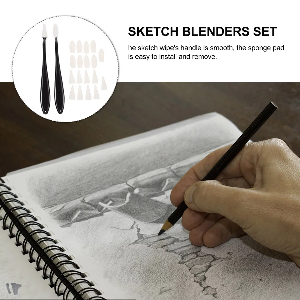 

6Pcs Sketch Sponge Blenders Set Durable Plastic Art Tools Soft Flexible Pads for Drawing Sketching Artist Supplies