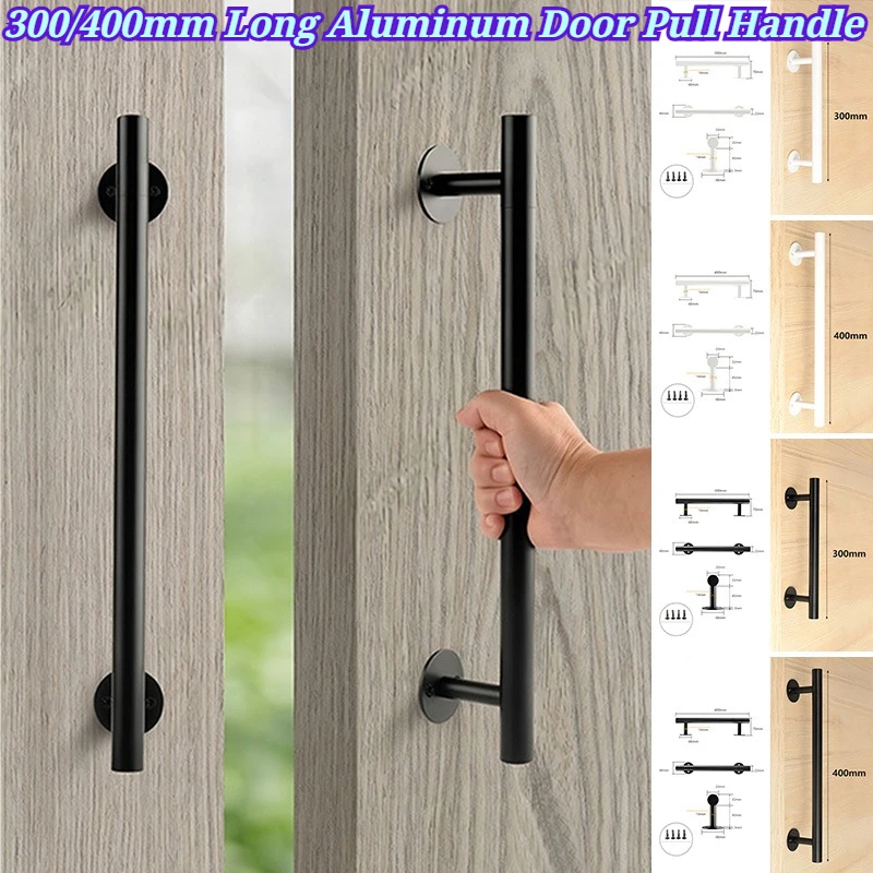 300/400mm Long Aluminum Barn Door Pull Handle Metal Gate Pull Handles Black Garage Shed Door Handles Home Hardware Accessories