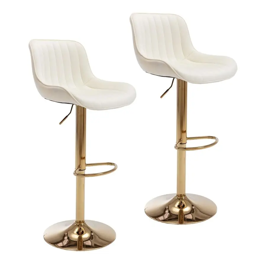 

Counter Height Bar Stools Set of 2 Velvet Swivel Bar Stools with Back and Footrest Adjustable Modern Gold Bar Chairs for Kitchen