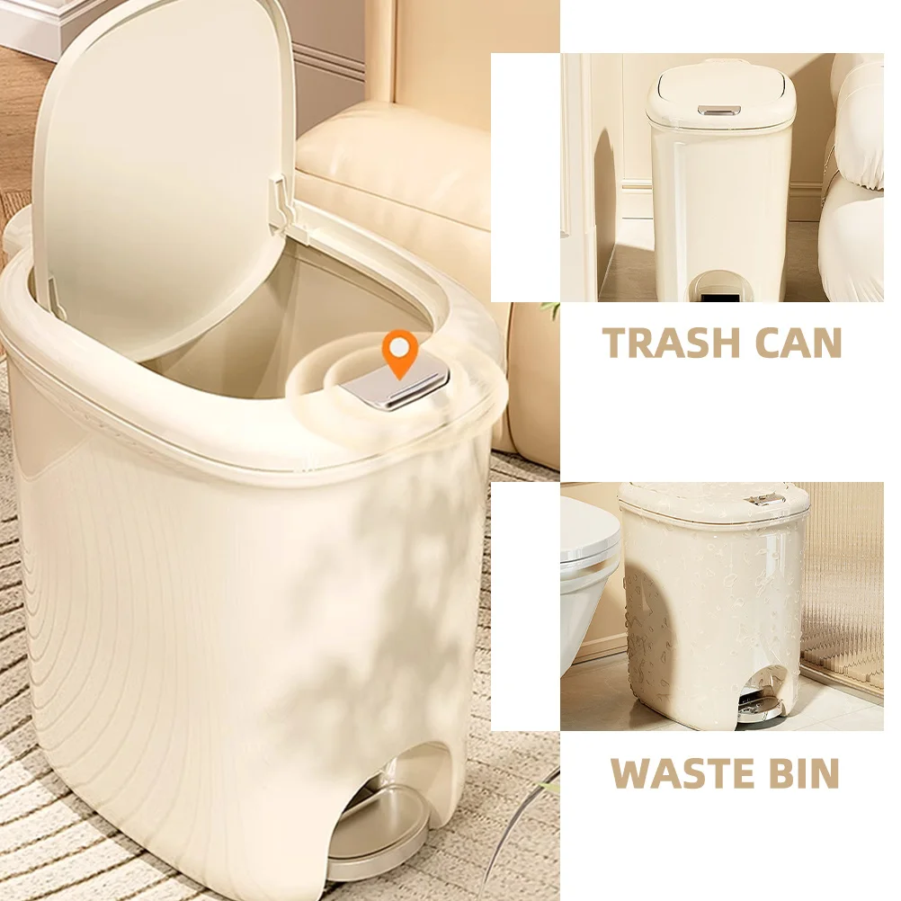 

Flip Top Trash Can 13L Press Foot Pedal Reusable Kitchen Bathroom Living Room Garbage Bin Waste Container