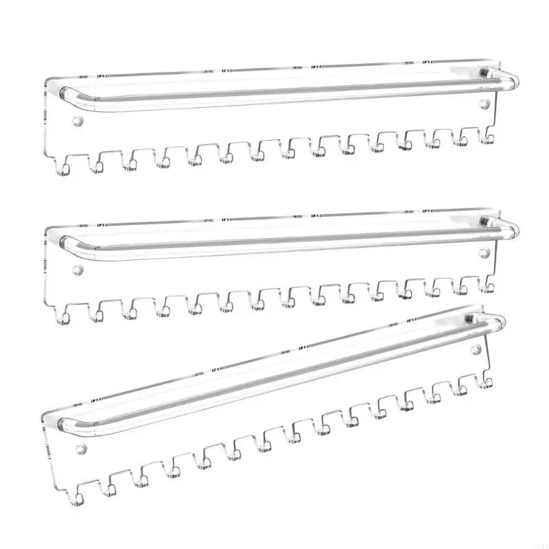 

C71F Set of 3 Space Saving Wall Rack for Accessories Clear Acrylic Display Stand for Organizing Hair and Jewelry Pieces