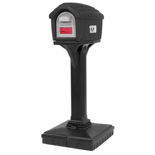 American Home by Dig-Free Easy Up Home Mailbox and Post Combination in Black Above Ground Mailbox
