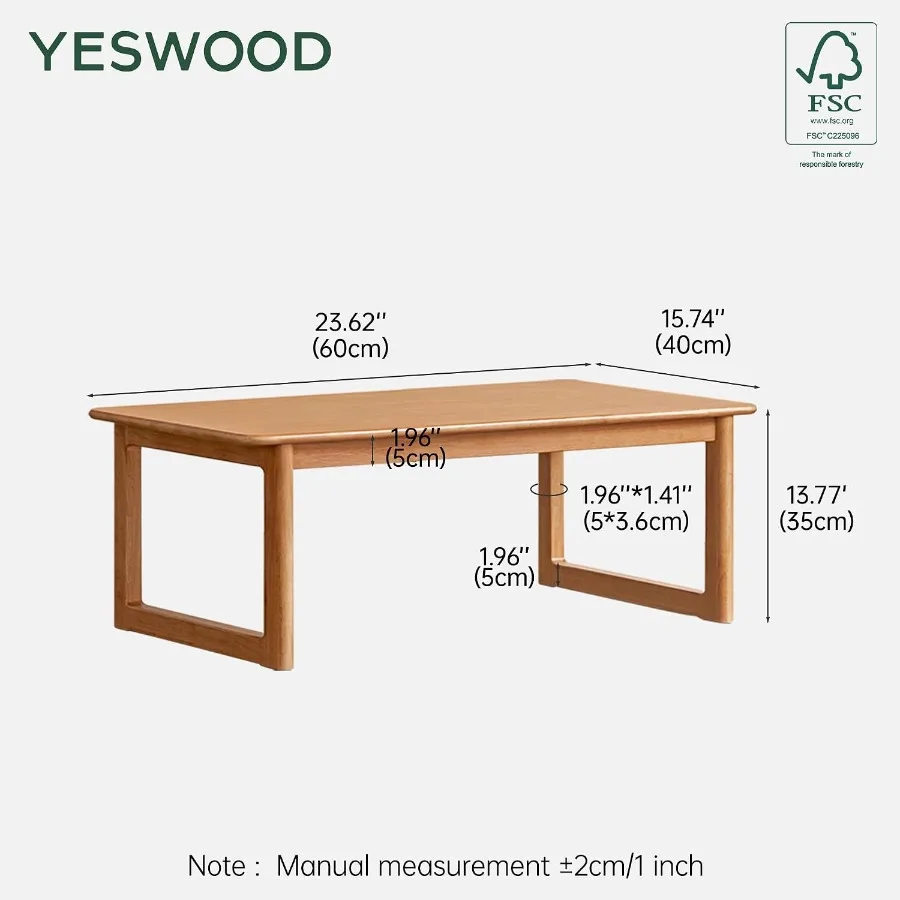 Solid Wood Japanese Floor Table, 23.6