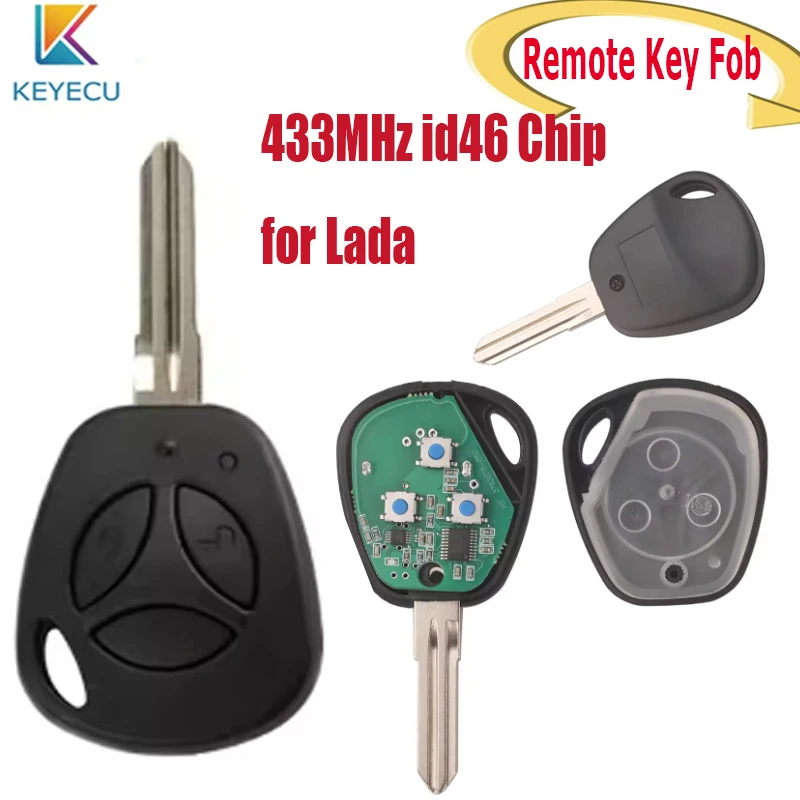 

KEYECU Smart Remote Key Fob for Lada Granta Priora Vesta X-Ray XRay Sedan Sport Kalina 433 MHZ ID46 Chip 3Buttons