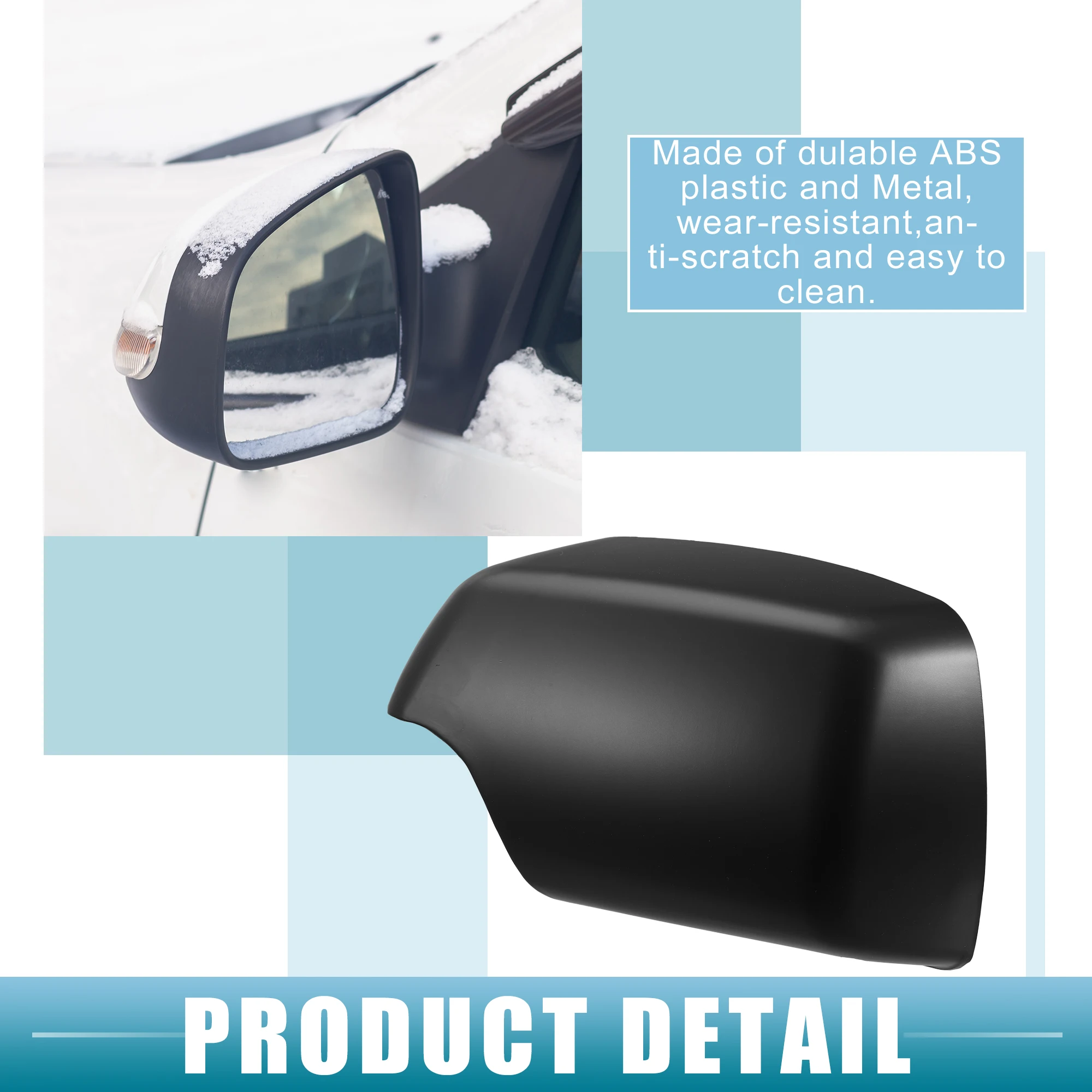 Uxcell 1 Pair Rearview Mirror Cover Cap NO.51168266733/51168266734 for BMW X5 Black