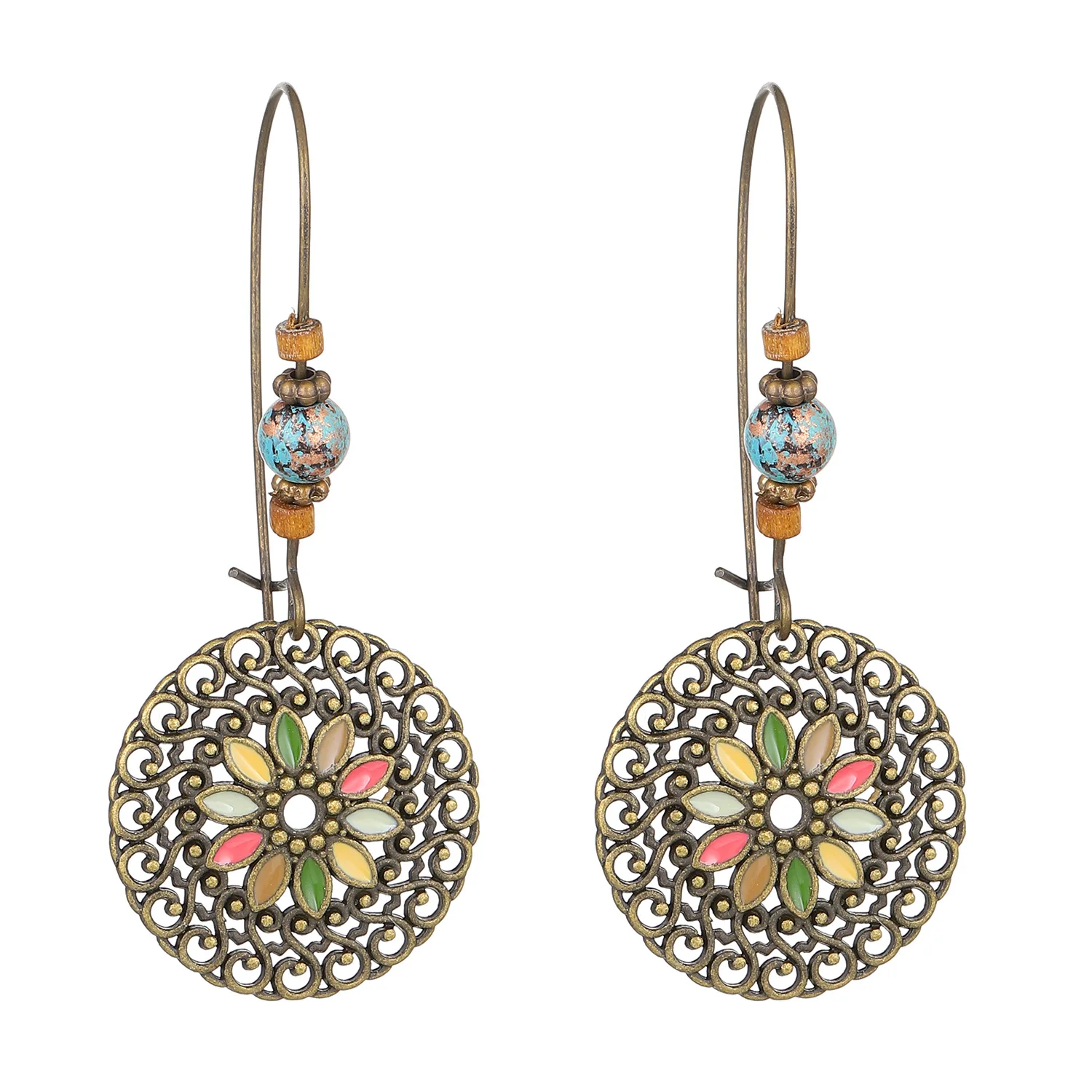 Retro Bohemian Hollow Flower Earrings For Women Jewelry 2024 Trending New Vintage Women's Drop Earrings Ethnic Accessories Gifts