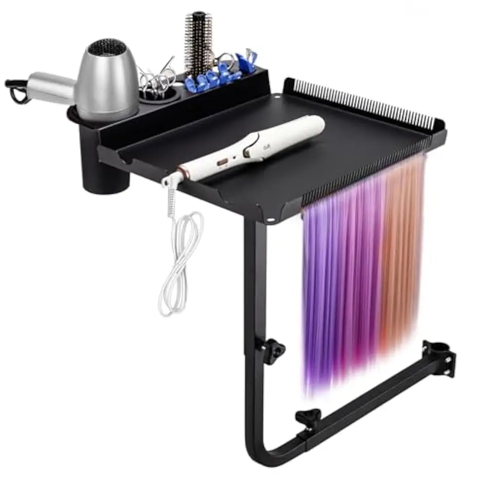 

Hairstylist Color Tray For Salon Attach To Chair, 360 Degree Rotating Salon Tray For Barber Chair Adjustable Styling Chair