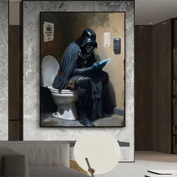 Funny Disney Poster Movie Star In The Bathroom Print Interesting Toilet Oil Painting Canvas Painting Bathroom Art Decor