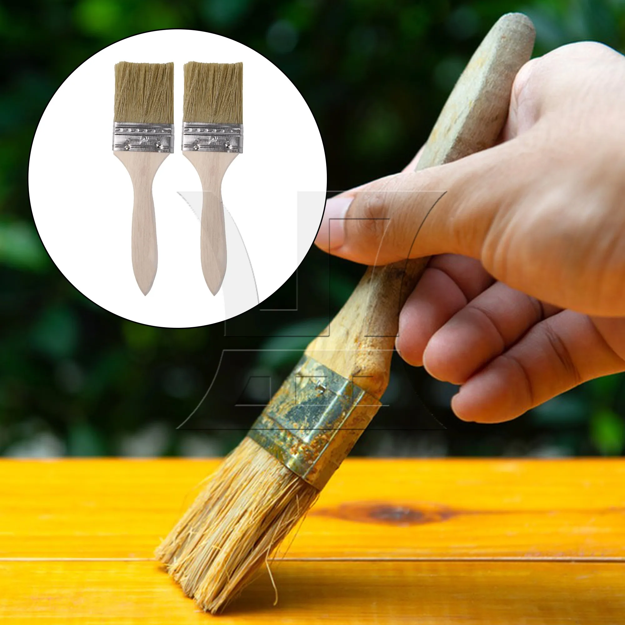 2PCS Wooden Handle Chip Paint Brushes for Home Decoration Paints 2 Inch