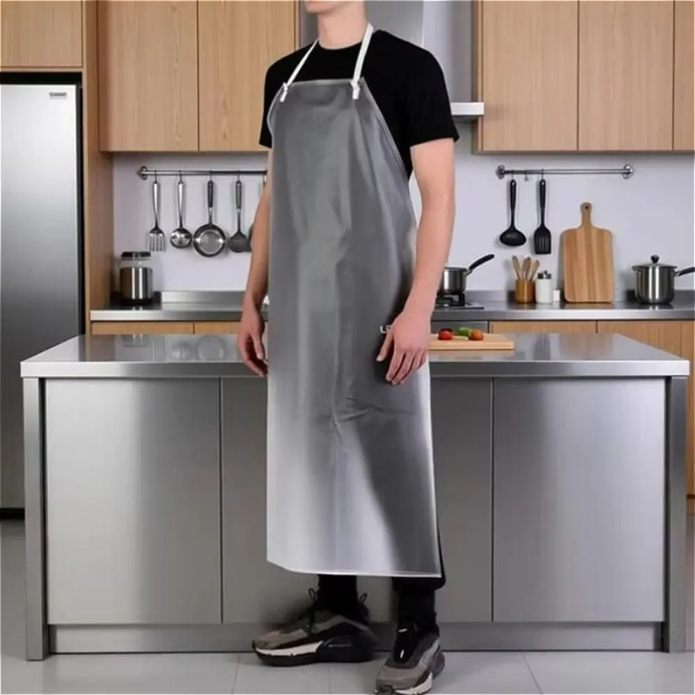 New Thickened Kitchen Apron Translucent Waterproof Work Apron Lightweight Oil Resistant PVC Apron for Men Women