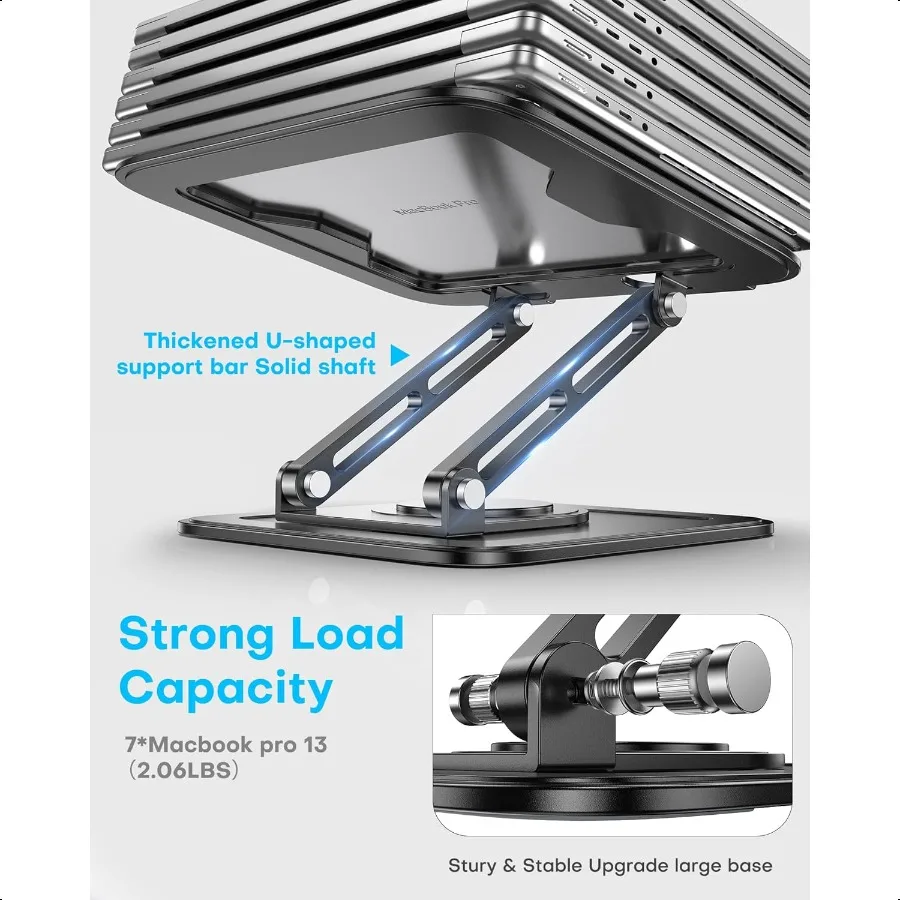 Adjustable Laptop Stand Computer Stand with 360 Rotating Base Ergonomic Laptop Riser Mount for Desk Foldable Protable Computer