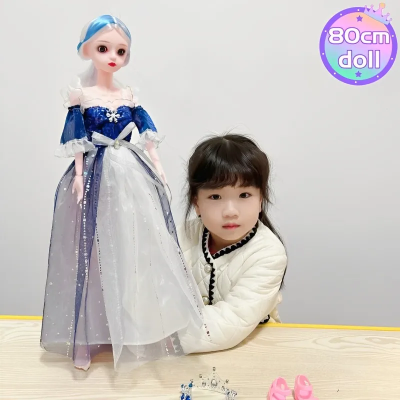 

2023 New Super Size Beautiful And Fashionable 80cm Barbie Doll Elsa Princess Toy Set Birthday And Christmas Gift Model Toy