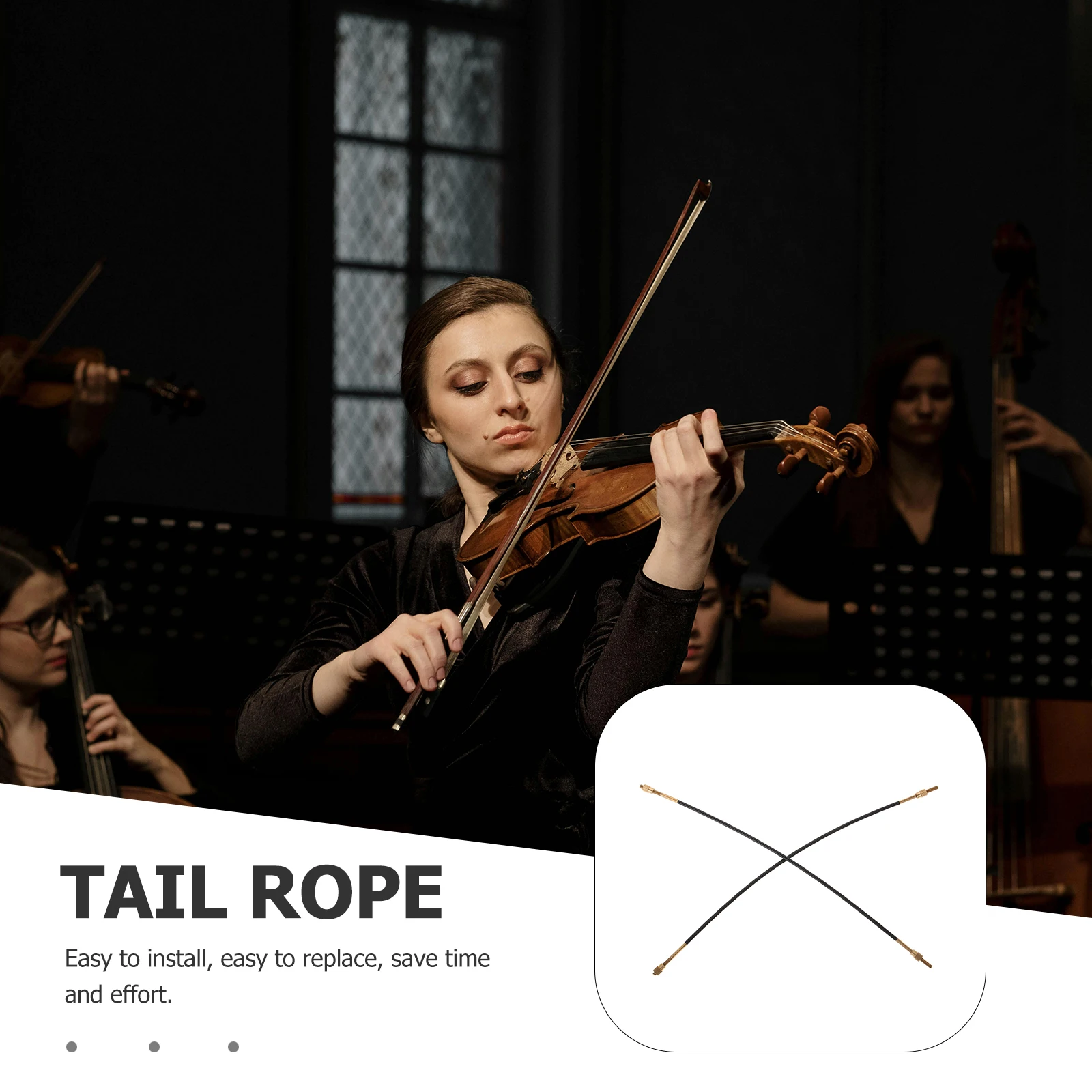 

2pcs Cello Tail Rope Yellow Steel Wire Durable Replacement for 4/4-3/4 Cello Easy Install Accessories Musical Instrument