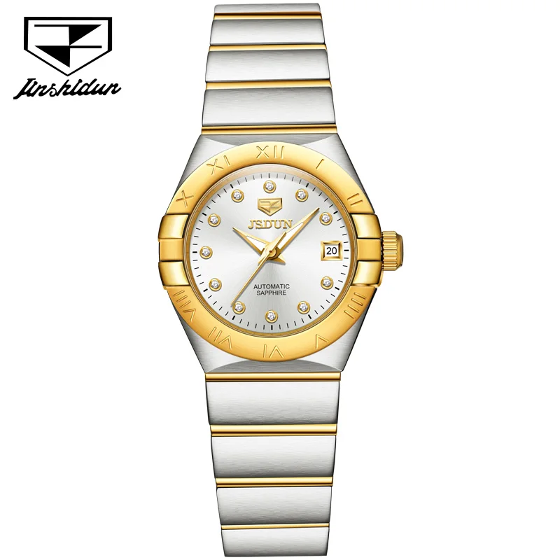 JSDUN Luxury Brand Automatic Women's Wrist Watches Sapphire Mirror Waterproof Luminous Calendar Mechanical Watch for Woman 8848