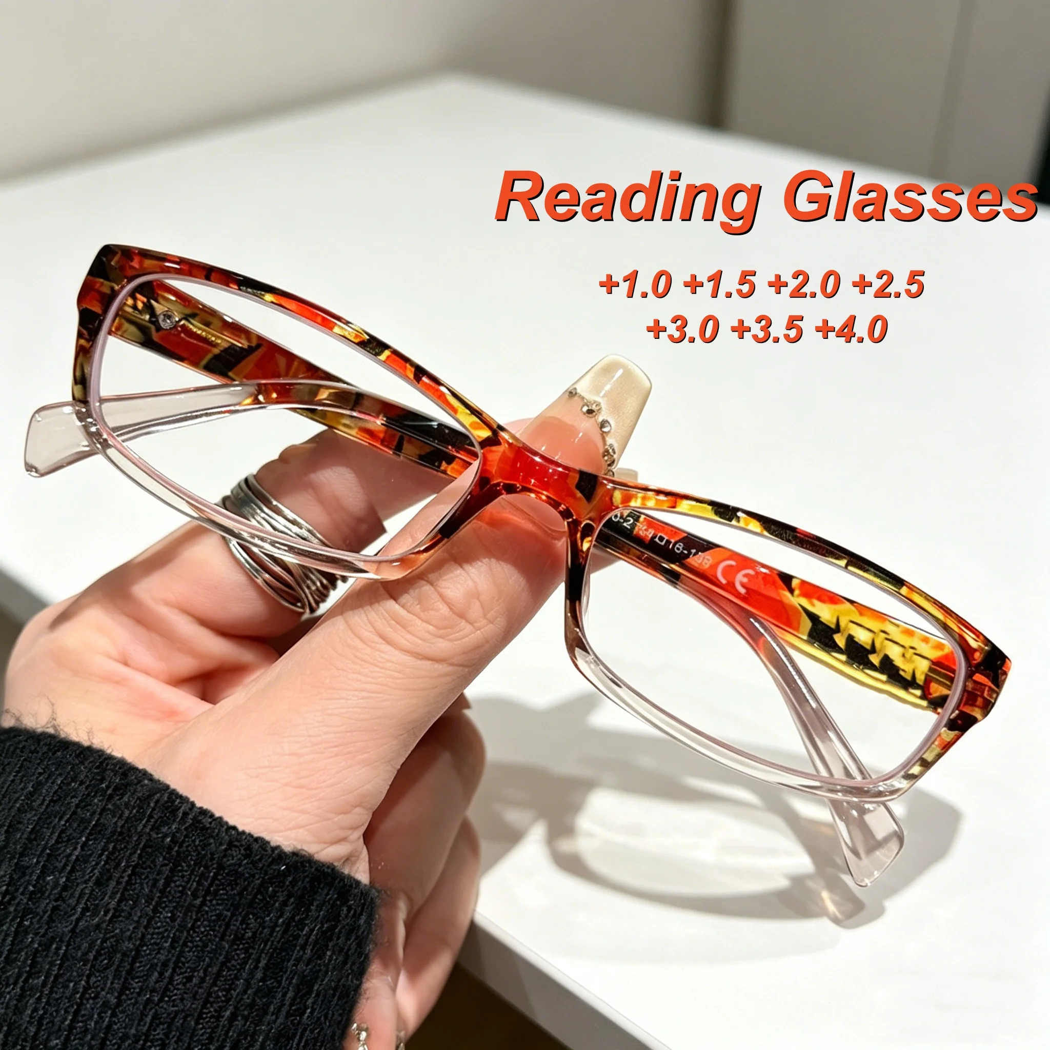 

2026 New Fashion Personalized Bag Flower Frame Women's Reading Glasses Ultra Light Neutral HD Spring Leg Anti Blue Light Glasses