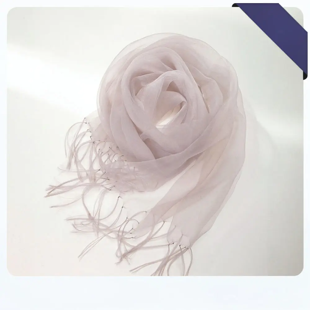 Womens Mesh Scarf French Style Tassel Shawl Lightweight Sunscreen Wrap Summer Elegant Soft Breathable Beach Vacation Scarf