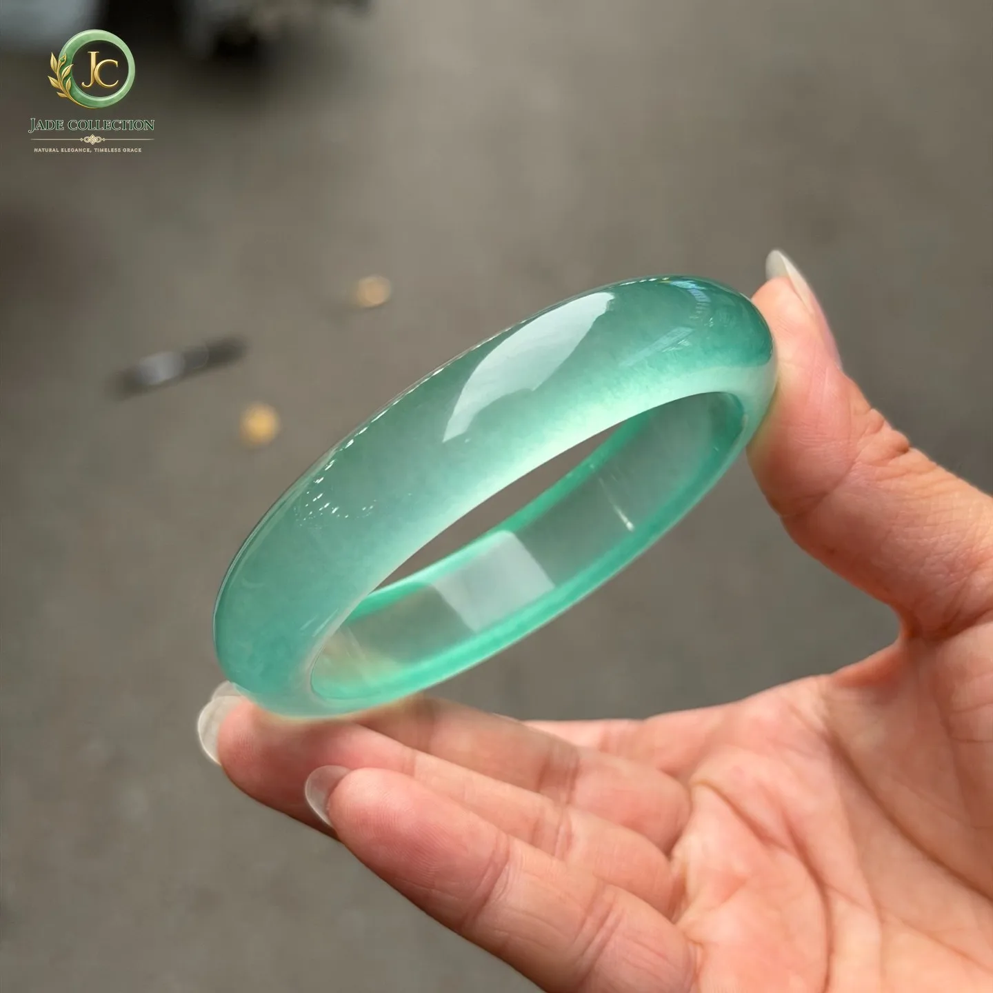Real Natural AA high Ice Burmese Green Jade jadeite bracelet bangle 61MM