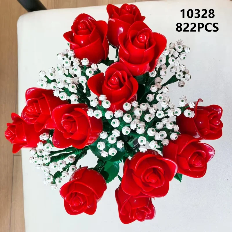 

10328 Романтический букет роз, конструктор ко Дню святого Валентина, подарок на день рождения, 822 детали, развивающие игрушки для детей