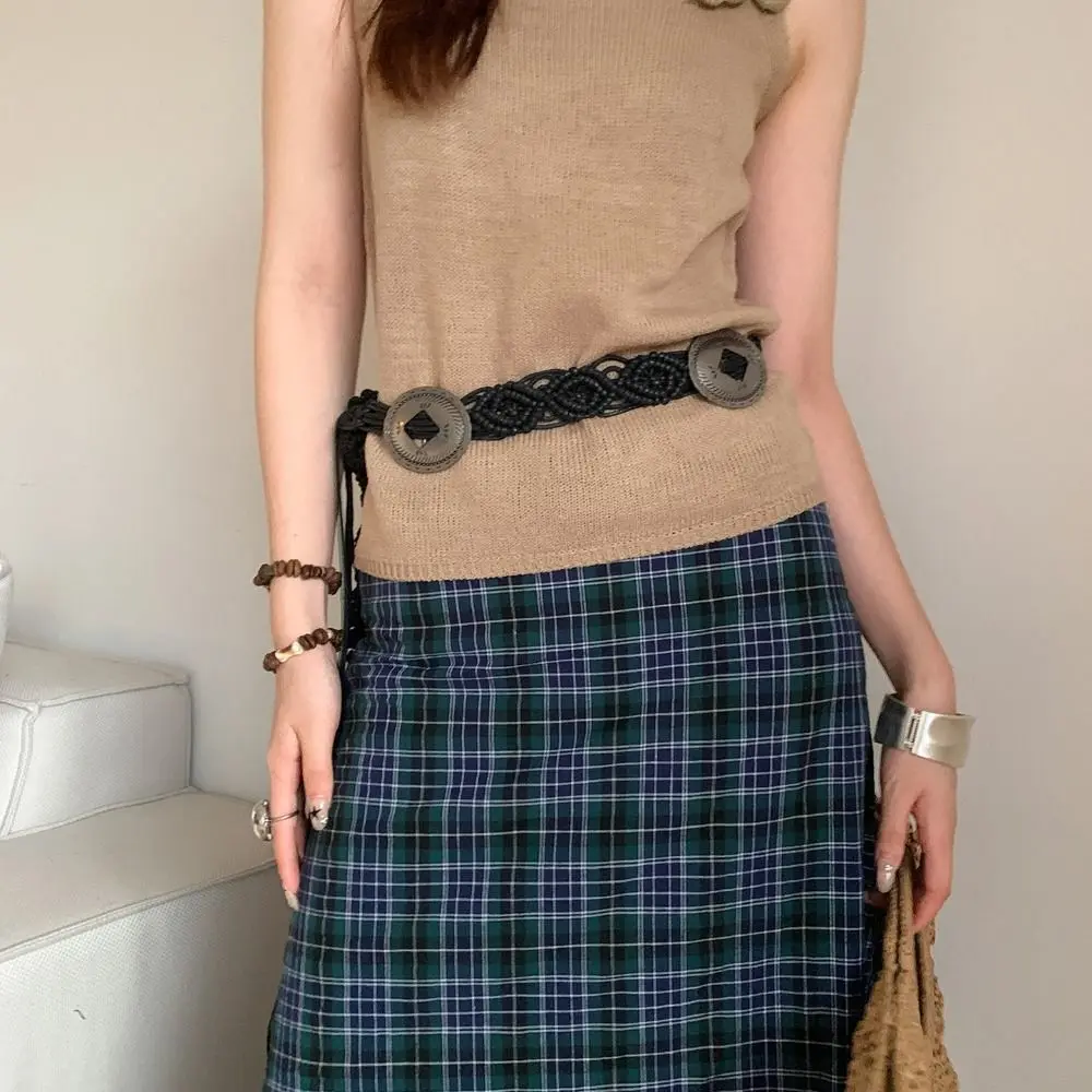 أزياء حزام العرقية نمط نسج حزام المنسوجة الجوف البوهيمي نمط حزام الرجعية الكورية نمط شرابة الخصر سلسلة الشاطئ #2