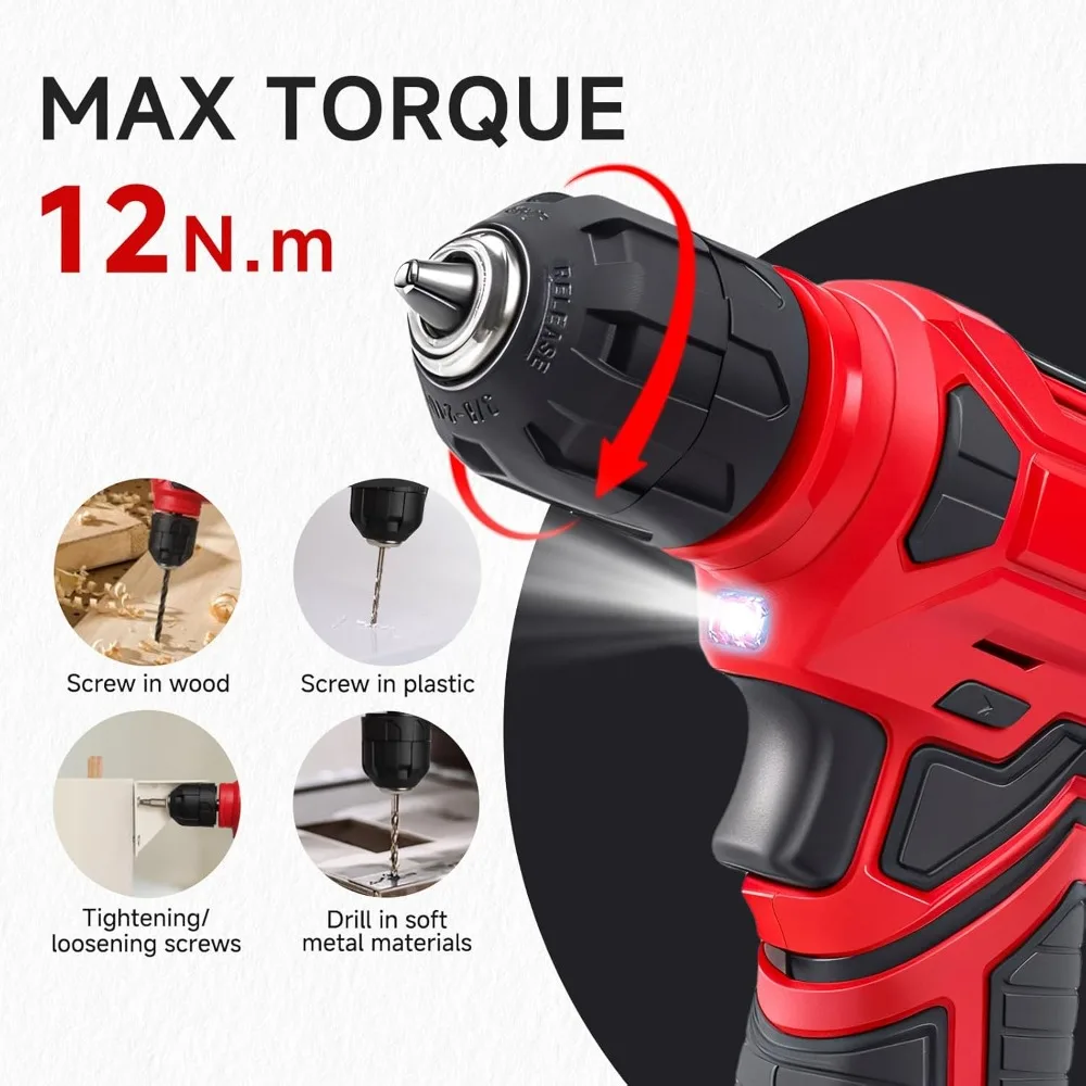 

Tool Set - Tool Kit with 8V Cordless Drill, 132 Piece Tool Box with Drill, for Men & Women, for Homeowner, Diyer, Handyman Red