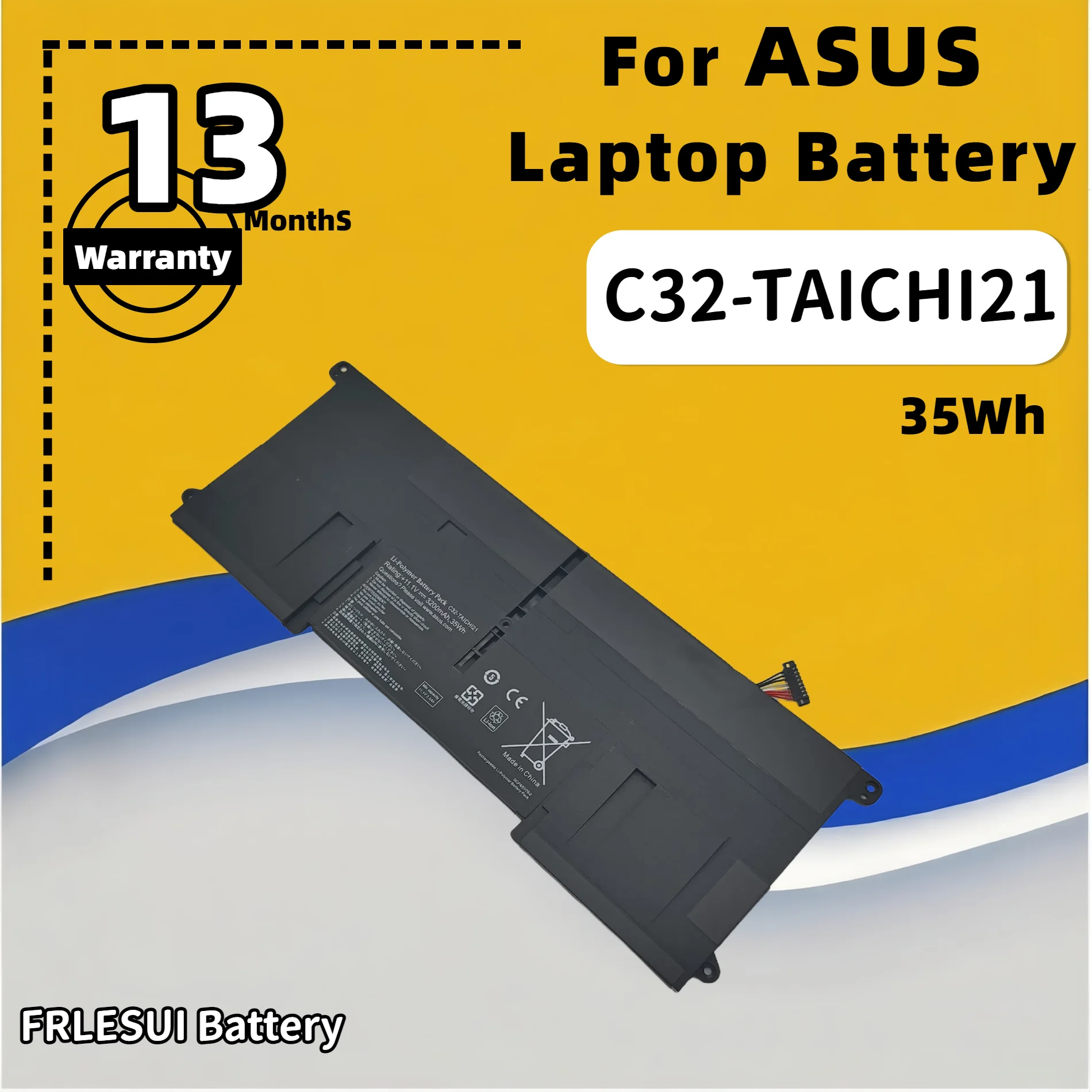 

FRLESUI For ASUS Ultrabook TAICHI21 TAICHI 21 C32-TAICHI21 C32-TAICHI21 35WH TJ21 Laptop Battery