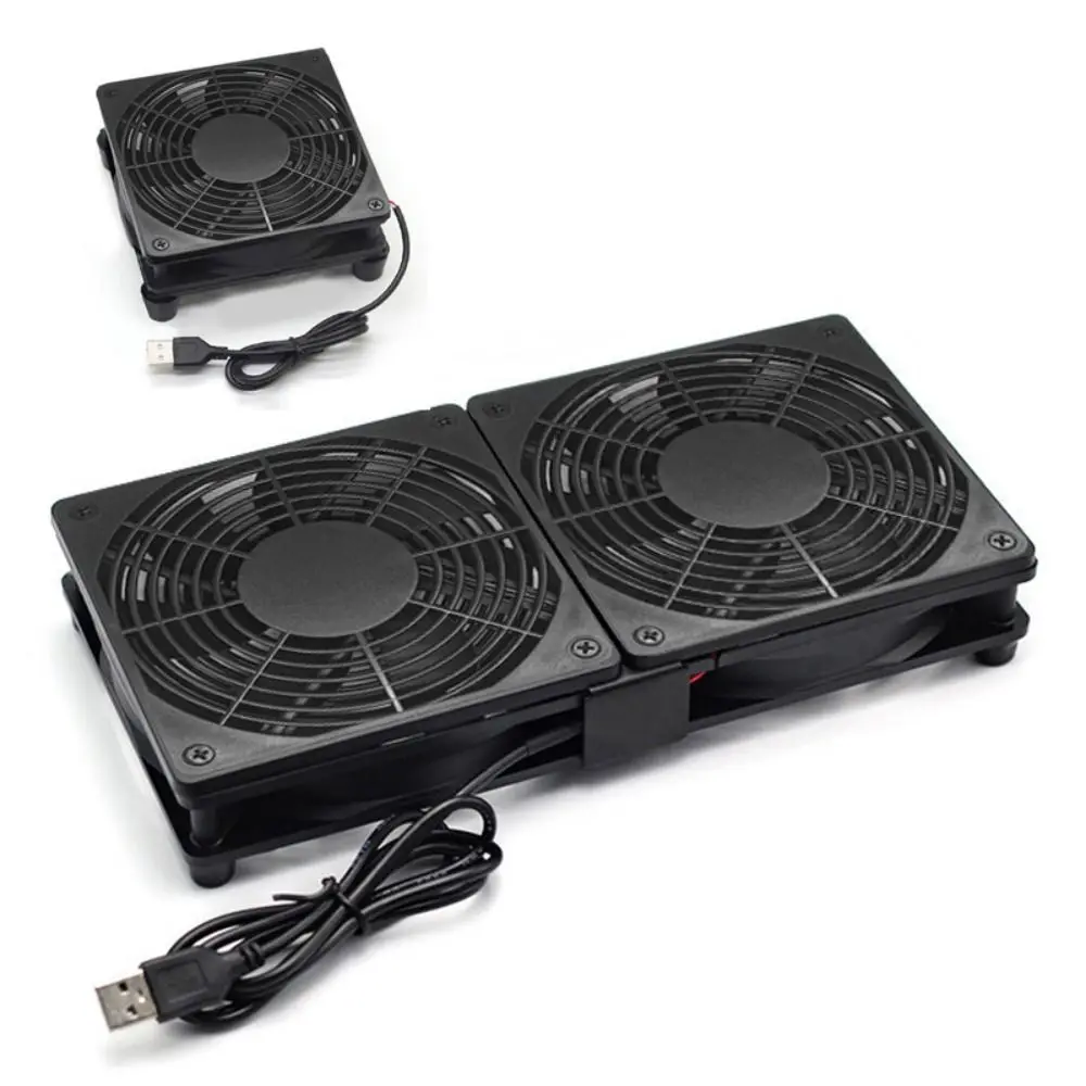 USB Powered Electronic Cooling Fan Dual Fan DIY Modem Router Cooler DC 5V Mute Network Cabinet Server Cooling Project DVR TV Box
