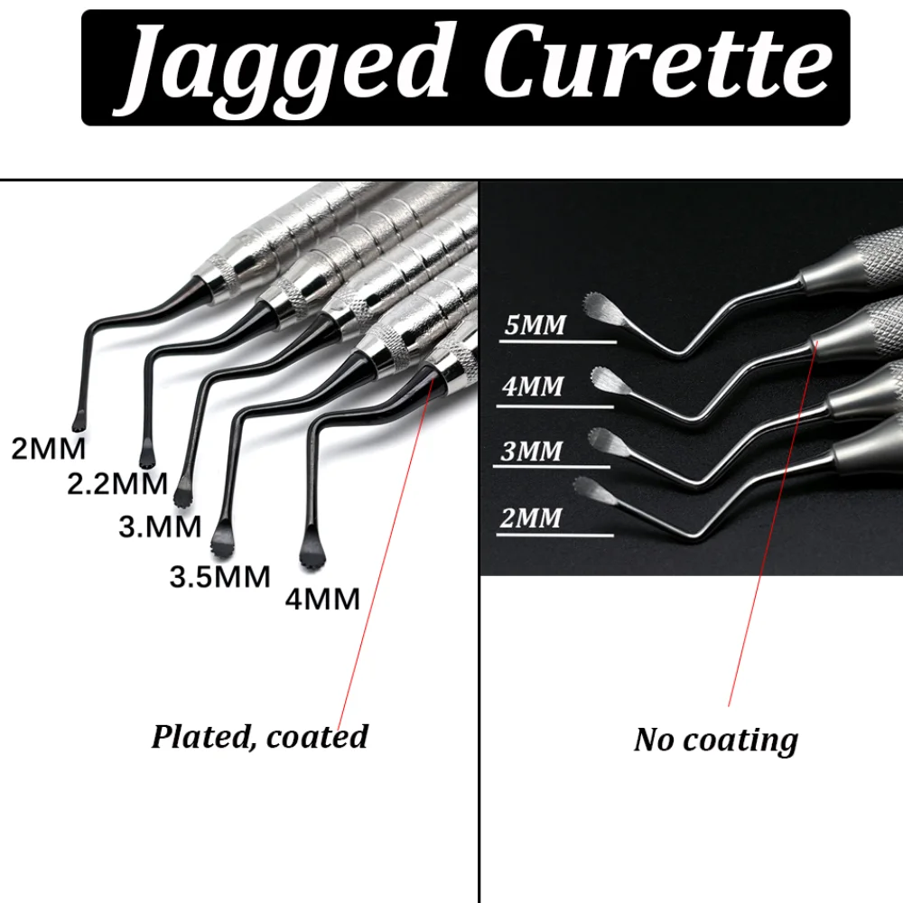 1Pcs Dental Gracey Jagged Curette Periodontal Bone Curettes Perio Dental Tooth Cleaning Scaler Dental Tool