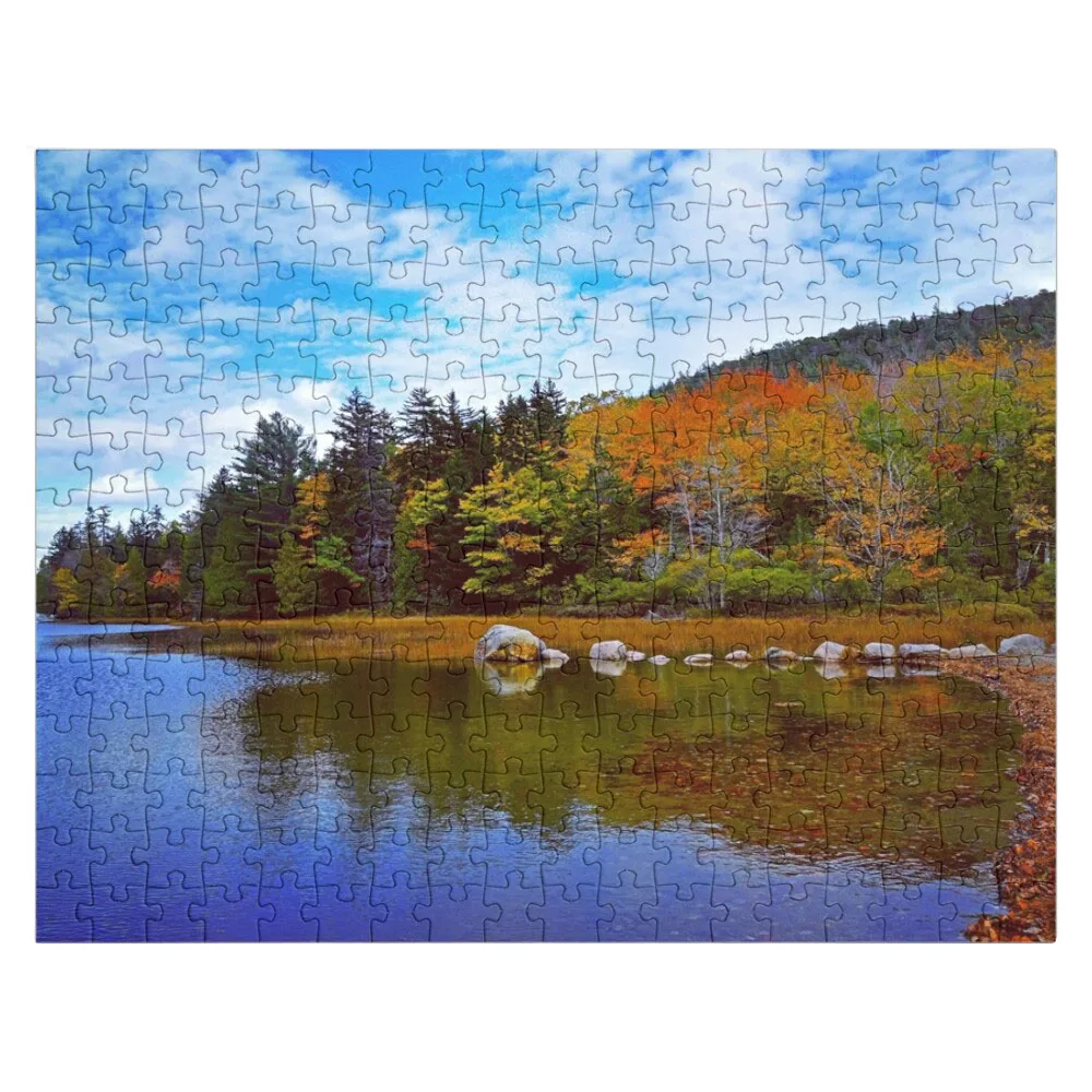 

Деревянные пазлы с принтом осеннего горного пейзажа и изображением озера, подарки, игрушки-пазлы для малышей, пазлы для взрослых