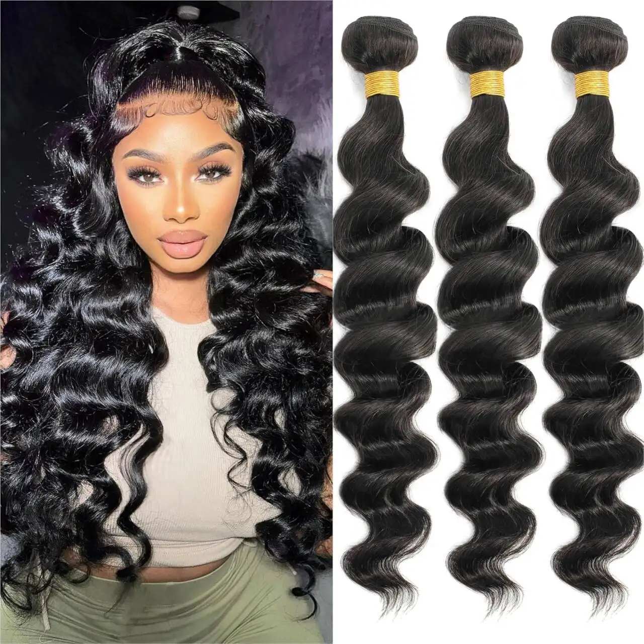 Bruine Bundels Menselijk Haar Losse Golf Menselijk Haar 1/3/4 Bundels 100% Onbewerkt Braziliaans Maagdelijk Haar Losse Diepe Haarextensions