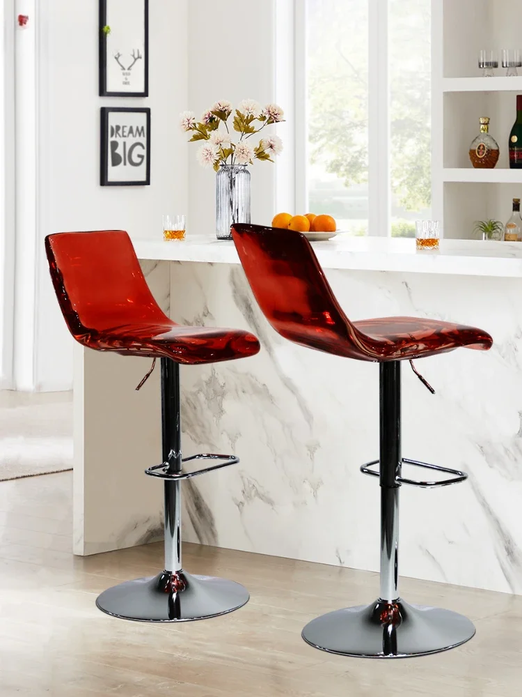 Lifting Bar Stool Transparent Crystal Household Rotating High Stool