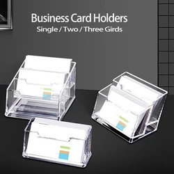 1Pcs Business Card Holder Display Stand Creative Desktop Single/Double Transparent Storage Box Office Large Capacity Card Box