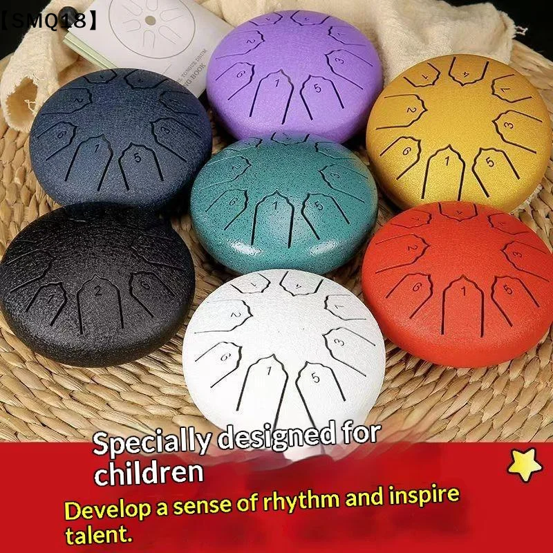 Mini Steel Tongue Drum 4 Inch 8 Notes Rain Drum Portable Percussion Instrument For Kids Adult Yoga Meditation Musical Gifts【SMQ】