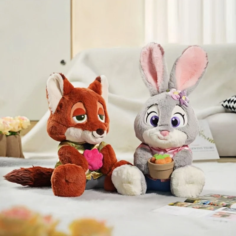 Serie Zootopia Judy y Nick muñecos de peluche juguete suave zorro conejo Kawaii decoración de habitación almohada rellena regalo para niñas