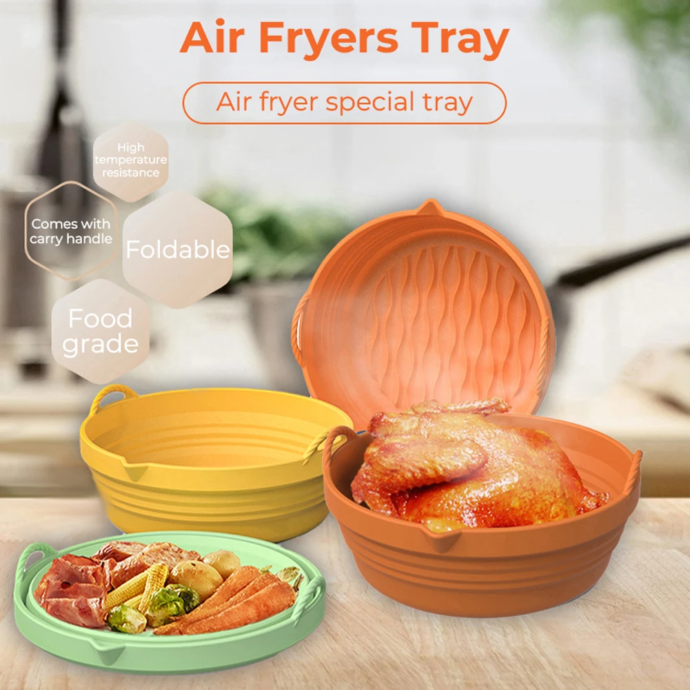 

Air-Fryer Pan Silicone Foldable Basket Pot Replacement With Handles Perfect Gift For Family Friends