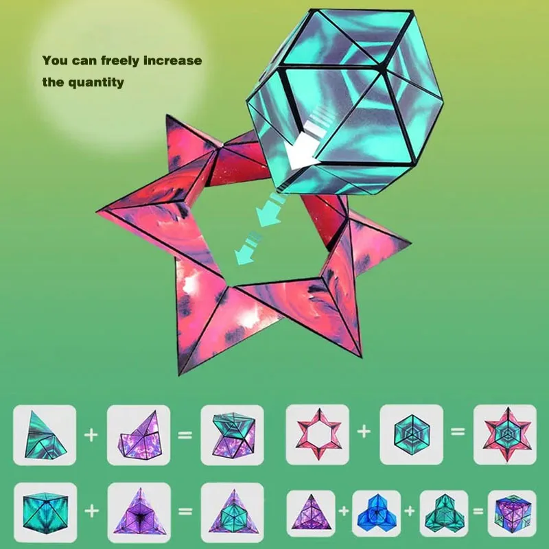 Wandelbarer magnetischer Zauberwürfel, 3D-Puzzle, STEM-Lernbauspielzeug für Kinder im Alter von 3–12 Jahren, kreative Lernaktivität